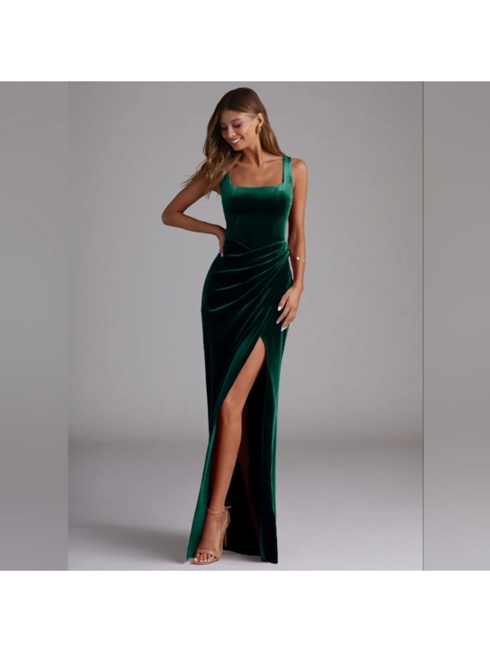 Azazie NWT Emerald Velvet Mero Bridesmaid Dress